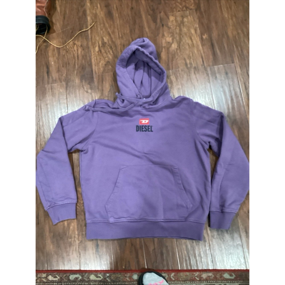Diesel Hoodie Mens  Medium  Purple  Pullover  Cotton Sweatshirt
